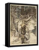 'The hot blood burns like fire!', illustration from 'Siegfried and the Twilight of the Gods', 1924-Arthur Rackham-Framed Stretched Canvas