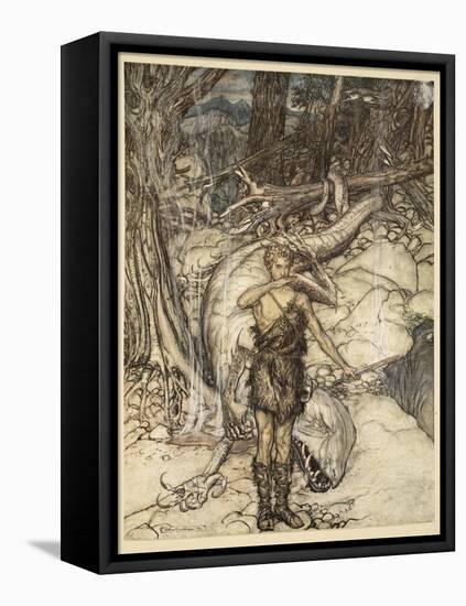 'The hot blood burns like fire!', illustration from 'Siegfried and the Twilight of the Gods', 1924-Arthur Rackham-Framed Stretched Canvas