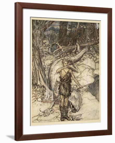 'The hot blood burns like fire!', illustration from 'Siegfried and the Twilight of the Gods', 1924-Arthur Rackham-Framed Giclee Print