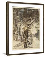 'The hot blood burns like fire!', illustration from 'Siegfried and the Twilight of the Gods', 1924-Arthur Rackham-Framed Giclee Print