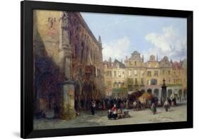 The Hotel De Ville, Arras, 1856 (Oil on Card)-Lewis John Wood-Framed Giclee Print