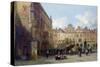 The Hotel De Ville, Arras, 1856 (Oil on Card)-Lewis John Wood-Stretched Canvas