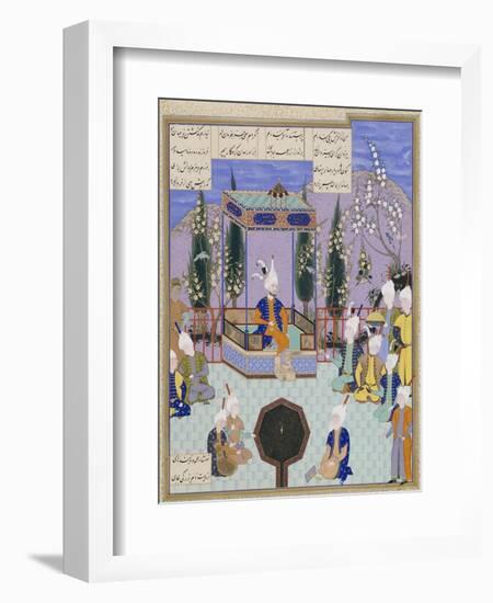 The Houghton Shahnameh: Folio 513v, an Aging Firdowsi Eulogizes Sultan Mahmud-null-Framed Giclee Print