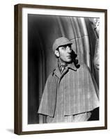 THE HOUND OF THE BASKERVILLES, 1939 directed by SIDNEY LANFIELD. Basil Rathbone (b/w photo)-null-Framed Photo