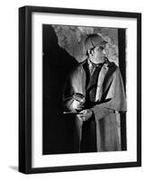 THE HOUND OF THE BASKERVILLES, 1939 directed by SIDNEY LANFIELD. Basil Rathbone (b/w photo)-null-Framed Photo