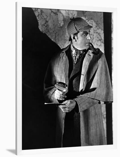 THE HOUND OF THE BASKERVILLES, 1939 directed by SIDNEY LANFIELD. Basil Rathbone (b/w photo)-null-Framed Photo