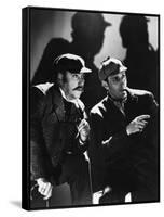 THE HOUND OF THE BASKERVILLES, 1939 directed by SIDNEY LANFIELD. Nigel Bruce and Basil Rathbone (b/-null-Framed Stretched Canvas