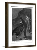 The Hound of the Baskervilles Holmes and Watson Discover 'A Prostrate Man-Sidney Paget-Framed Art Print