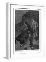 The Hound of the Baskervilles Holmes and Watson Discover 'A Prostrate Man-Sidney Paget-Framed Art Print