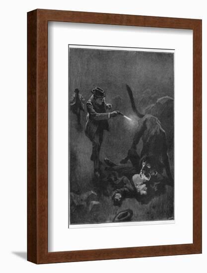 The Hound of the Baskervilles Holmes Shoots the Sinister Hound-Sidney Paget-Framed Photographic Print
