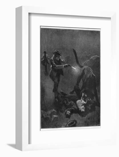 The Hound of the Baskervilles Holmes Shoots the Sinister Hound-Sidney Paget-Framed Photographic Print