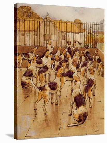 The Hounds Began Suddenly to Howl in Chorus (Graphite, Pen and Ink and W/C on Paper)-Cecil Aldin-Stretched Canvas