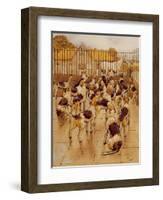 The Hounds Began Suddenly to Howl in Chorus (Graphite, Pen and Ink and W/C on Paper)-Cecil Aldin-Framed Giclee Print