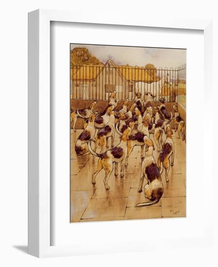 The Hounds Began Suddenly to Howl in Chorus (Graphite, Pen and Ink and W/C on Paper)-Cecil Aldin-Framed Giclee Print