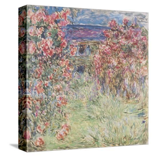 The House Among the Roses, between 1917 and 1919-Claude Monet-Stretched Canvas