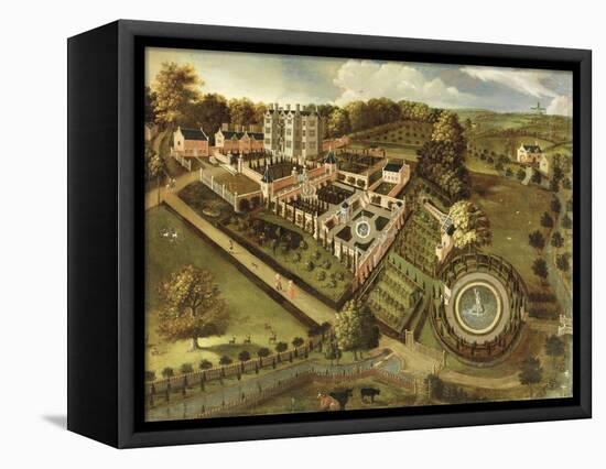 The House and Garden of Llanerch Hall, Denbighshire, c.1662-72-English-Framed Stretched Canvas