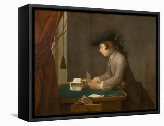 The House of Cards, 1735-Jean-Baptiste Simeon Chardin-Framed Stretched Canvas