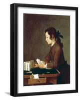 The House of Cards, Probably 1737-Jean-Baptiste Simeon Chardin-Framed Giclee Print