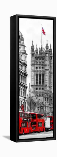 The House of Parliament and Red Bus London - UK - England - United Kingdom - Europe - Door Poster-Philippe Hugonnard-Framed Stretched Canvas