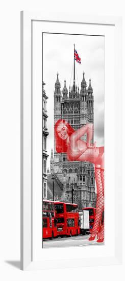 The House of Parliament and Red Bus London - UK - England - United Kingdom - Europe - Door Poster-Philippe Hugonnard-Framed Photographic Print