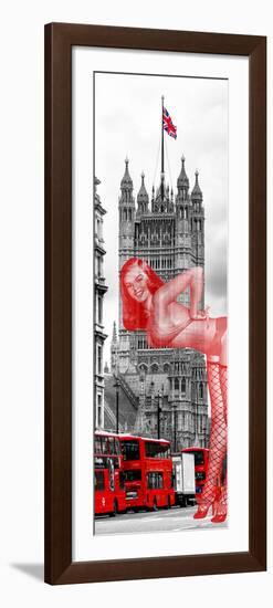 The House of Parliament and Red Bus London - UK - England - United Kingdom - Europe - Door Poster-Philippe Hugonnard-Framed Photographic Print