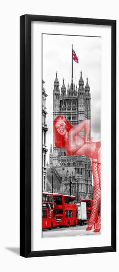 The House of Parliament and Red Bus London - UK - England - United Kingdom - Europe - Door Poster-Philippe Hugonnard-Framed Premium Photographic Print