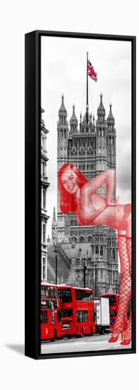 The House of Parliament and Red Bus London - UK - England - United Kingdom - Europe - Door Poster-Philippe Hugonnard-Framed Stretched Canvas