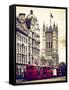 The House of Parliament and Red Bus London - UK - England - United Kingdom - Europe-Philippe Hugonnard-Framed Stretched Canvas