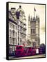 The House of Parliament and Red Bus London - UK - England - United Kingdom - Europe-Philippe Hugonnard-Framed Stretched Canvas