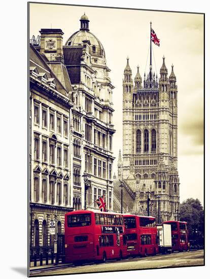 The House of Parliament and Red Bus London - UK - England - United Kingdom - Europe-Philippe Hugonnard-Mounted Photographic Print