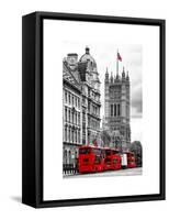 The House of Parliament and Red Bus London - UK - England - United Kingdom - Europe-Philippe Hugonnard-Framed Stretched Canvas