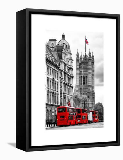 The House of Parliament and Red Bus London - UK - England - United Kingdom - Europe-Philippe Hugonnard-Framed Stretched Canvas