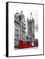 The House of Parliament and Red Bus London - UK - England - United Kingdom - Europe-Philippe Hugonnard-Framed Stretched Canvas