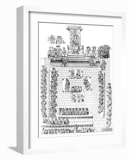 The House of Peers, with Henry VIII on the Throne, 16th Century-null-Framed Giclee Print