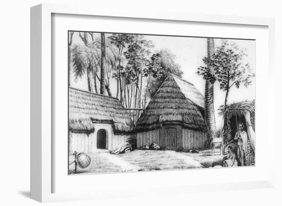 The House of the Chief, Kalaimoku, 1819-Alphonse Pellion-Framed Giclee Print