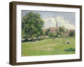 The House of the Deaf Woman and the Belfry at Eragny, 1886-Camille Pissarro-Framed Giclee Print