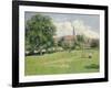 The House of the Deaf Woman and the Belfry at Eragny, 1886-Camille Pissarro-Framed Giclee Print