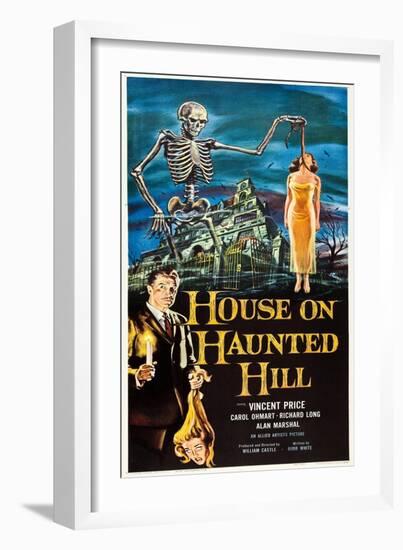 The House on Haunted Hill, Vincent Price, 1959-null-Framed Art Print