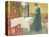 The Household (Lisbeth Setting the Table) by Carl Larsson-null-Stretched Canvas