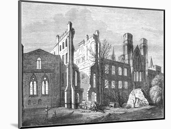 The Houses of Parliament after the Fire in 1834,-null-Mounted Giclee Print