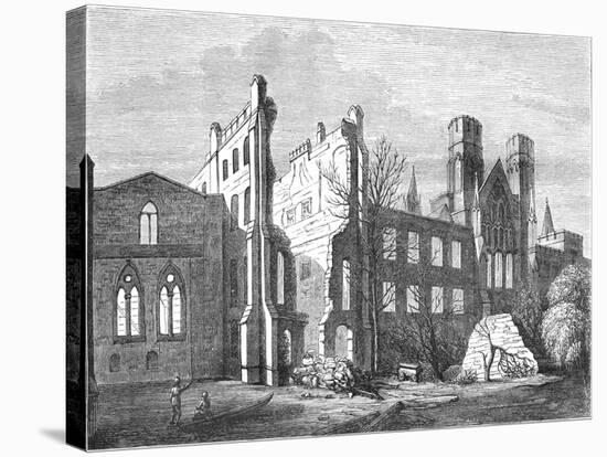 The Houses of Parliament after the Fire in 1834,-null-Stretched Canvas