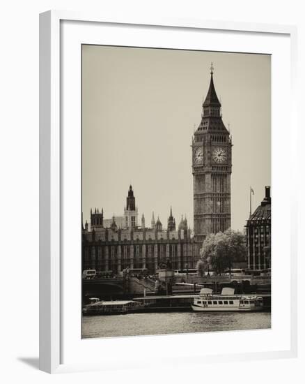 The Houses of Parliament and Big Ben - Hungerford Bridge and River Thames - City of London - UK-Philippe Hugonnard-Framed Photographic Print