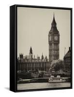 The Houses of Parliament and Big Ben - Hungerford Bridge and River Thames - City of London - UK-Philippe Hugonnard-Framed Stretched Canvas