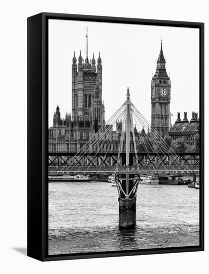 The Houses of Parliament and Big Ben - Hungerford Bridge and River Thames - City of London - UK-Philippe Hugonnard-Framed Stretched Canvas