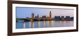 The Houses of Parliament and the River Thames Illuminated at Dusk.-Doug Pearson-Framed Photographic Print