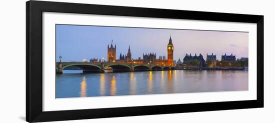 The Houses of Parliament and the River Thames Illuminated at Dusk.-Doug Pearson-Framed Photographic Print