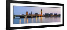 The Houses of Parliament and the River Thames Illuminated at Dusk.-Doug Pearson-Framed Photographic Print