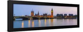 The Houses of Parliament and the River Thames Illuminated at Dusk.-Doug Pearson-Framed Photographic Print