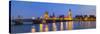 The Houses of Parliament and the River Thames Illuminated at Dusk.-Doug Pearson-Stretched Canvas