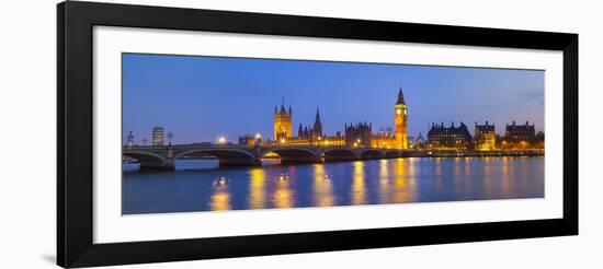 The Houses of Parliament and the River Thames Illuminated at Dusk.-Doug Pearson-Framed Photographic Print